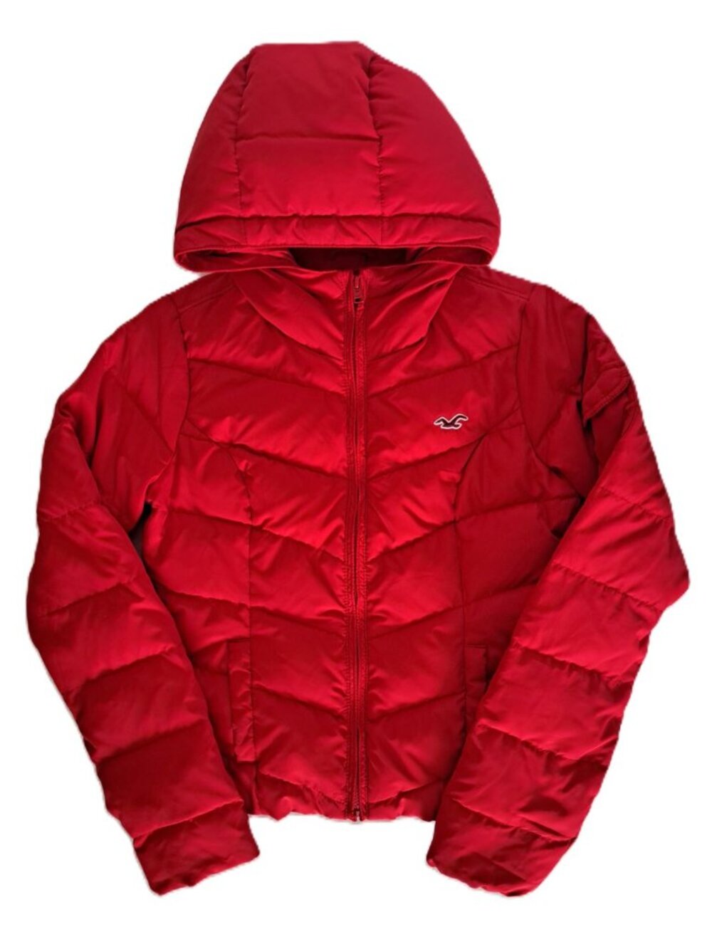 Hollister Girls/Juniors Size S Deep Red Puffer Jacket Hooded Full Zip EUC Y2K
